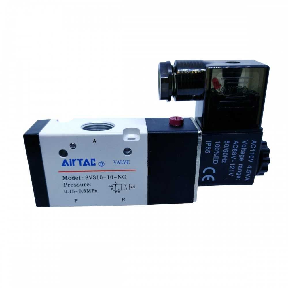 Válvula Neumática Airtac Mod: 3V310-10-NO 3 Vías 2 Posiciones 110V AC