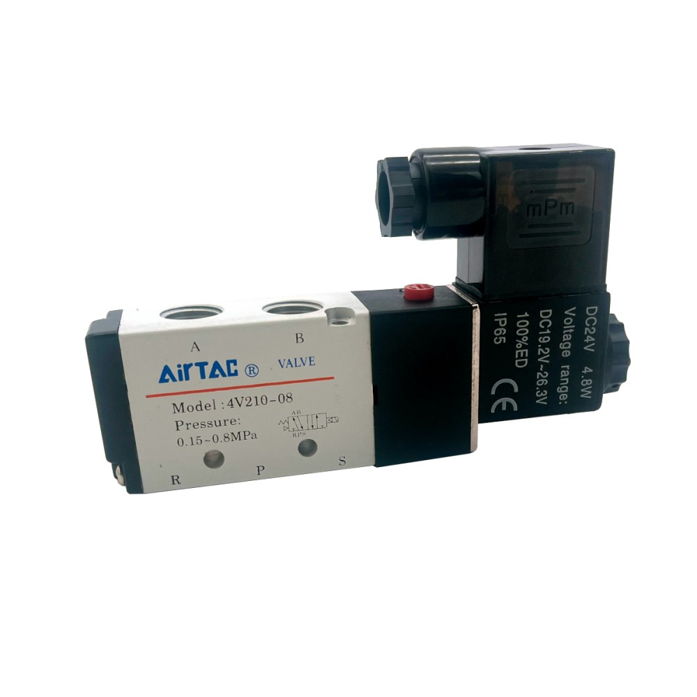 Válvula Neumática Airtac Mod: 4V210-08 5 Vías 2 Posiciones 24V DC