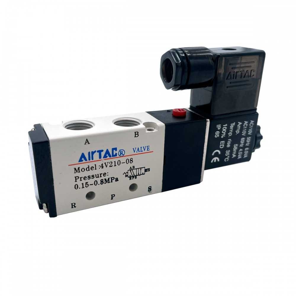 Válvula Neumática Airtac Mod: 4V210-08 5 Vías 2 Posiciones 110V AC