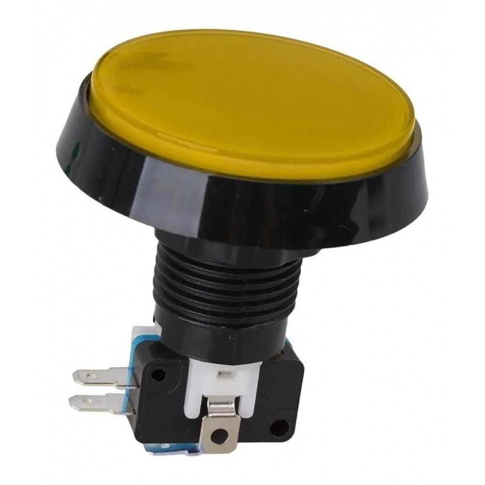 Pulsador Interruptor Redondo Grande Amarillo Con Piloto Arcade Juego