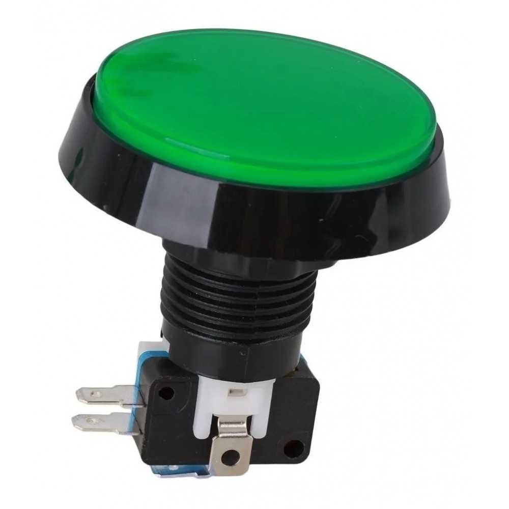 Pulsador Interruptor Redondo Grande Verde Con Piloto Arcade Juego
