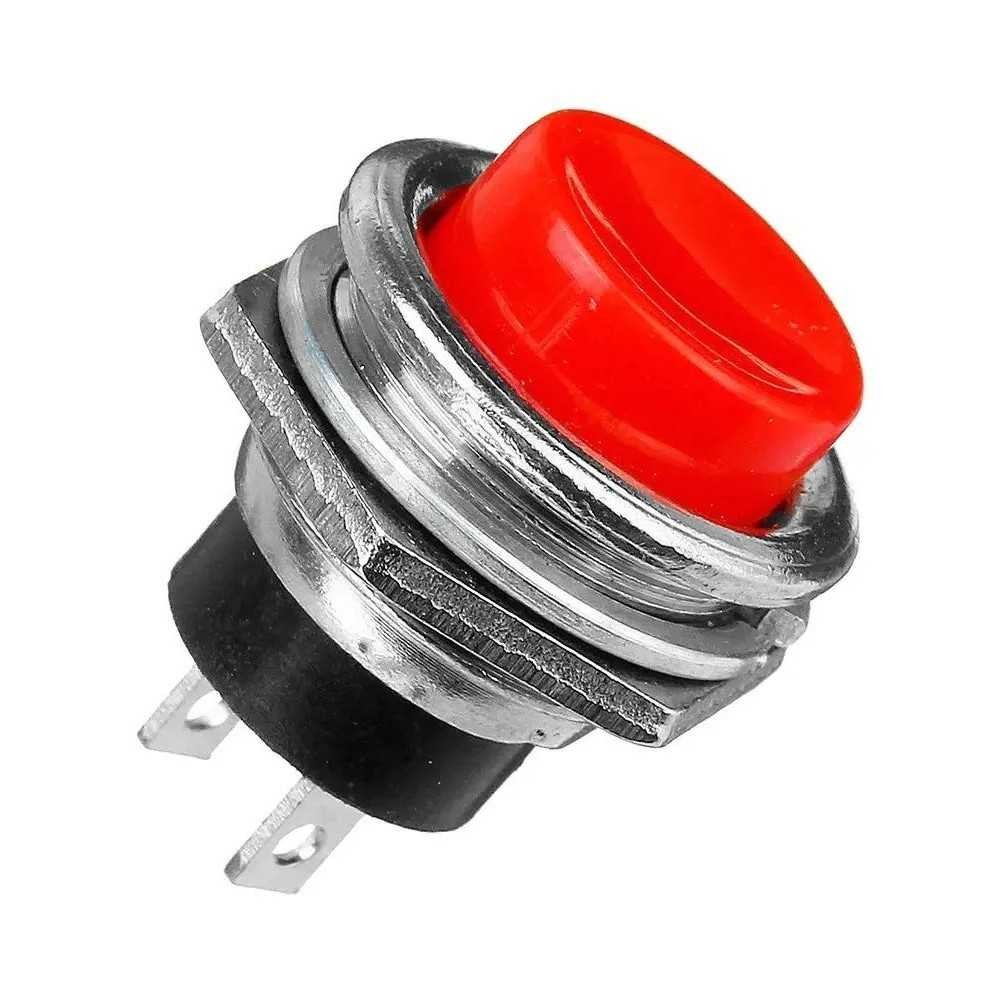 Botón Pulsador Push Button On Rojo 2 pines NA Mediano