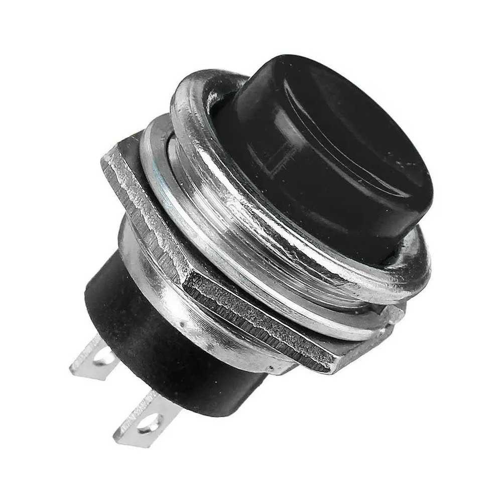 Botón Pulsador Push Button On Negro 2 Pines NA Mediano