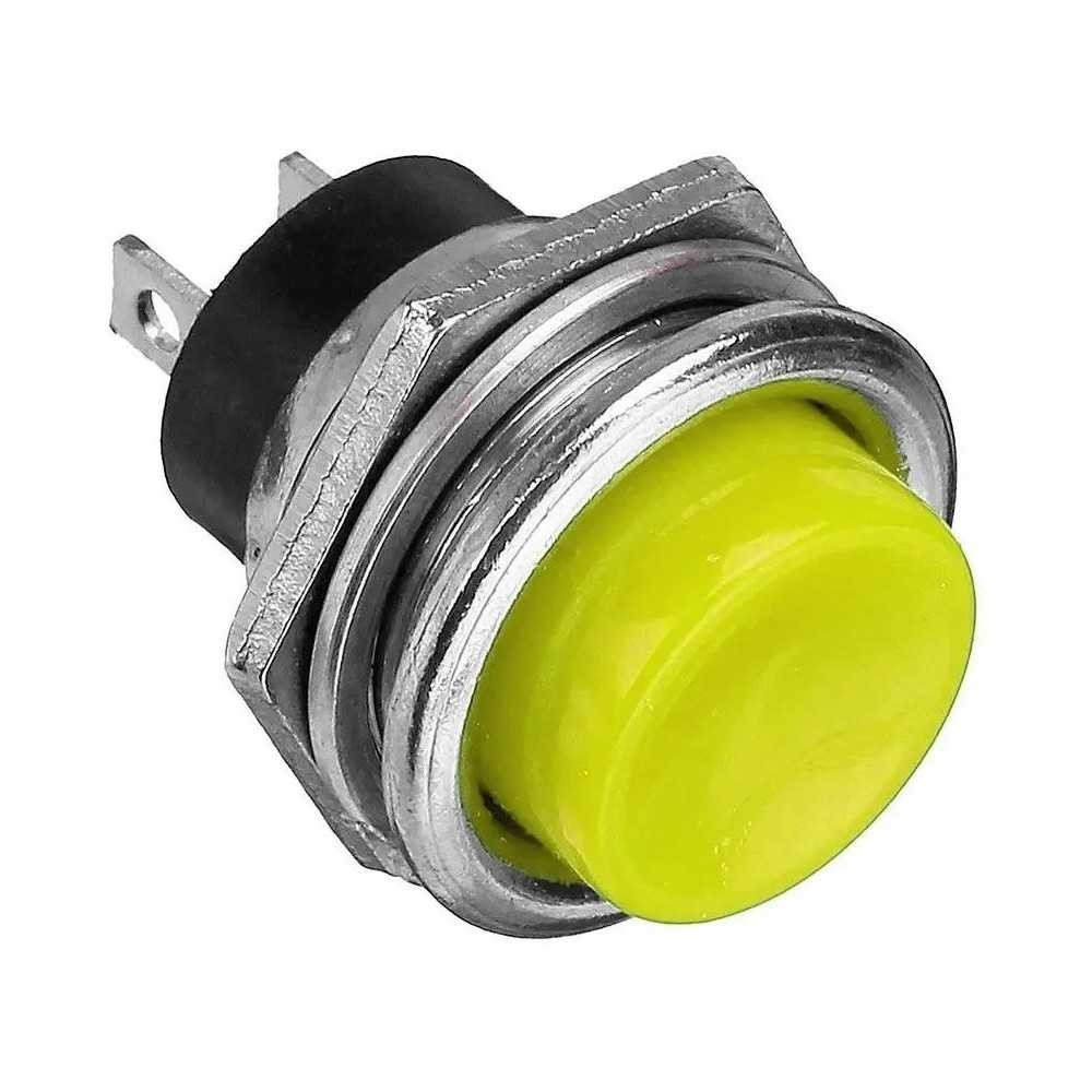 100 Botones Pulsadores Push Button On Amarillo 2 pines NA Mediano