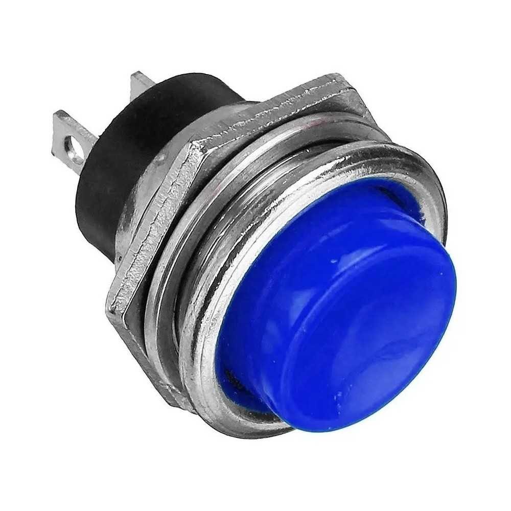 100 Botones Pulsadores Push Button On AZUL 2 Pines NA Mediano