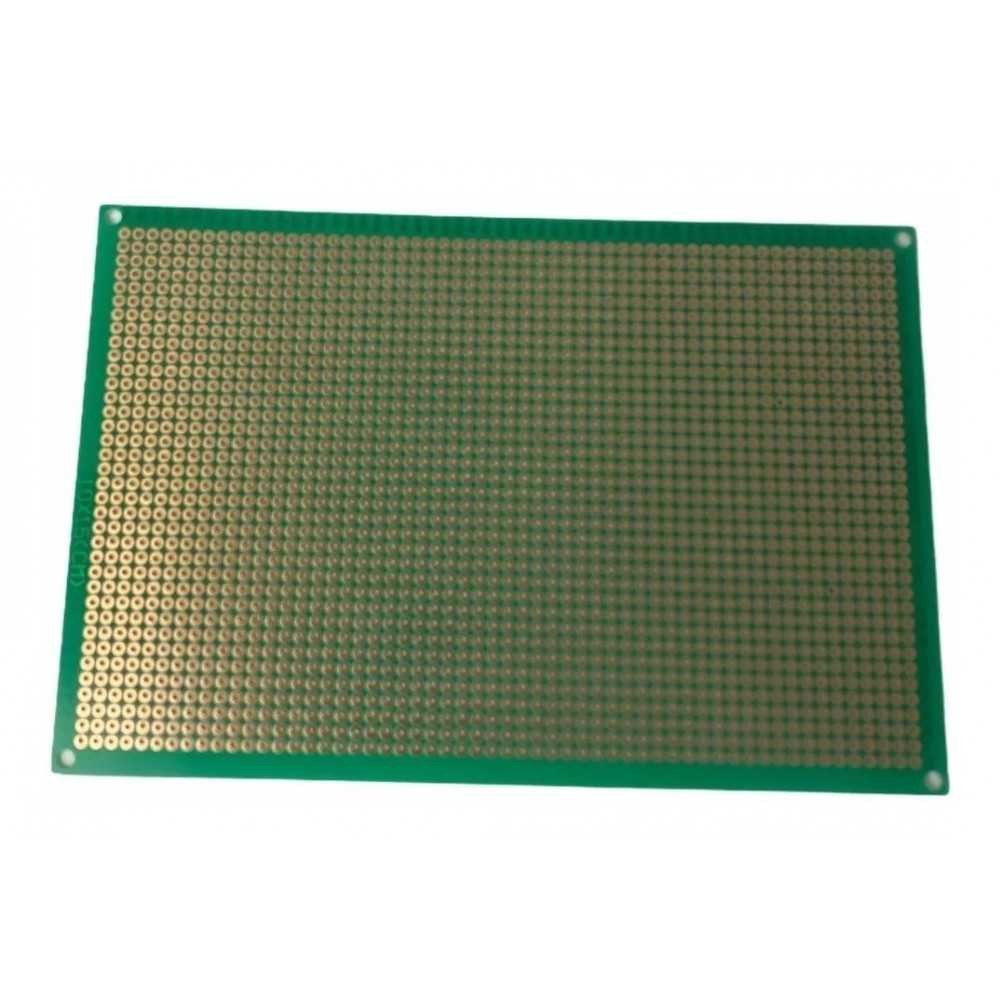 Placa Fenólica Perforada 1mm de 10x15cm Con Recubrimiento Verde De Cobre Y Baquelita