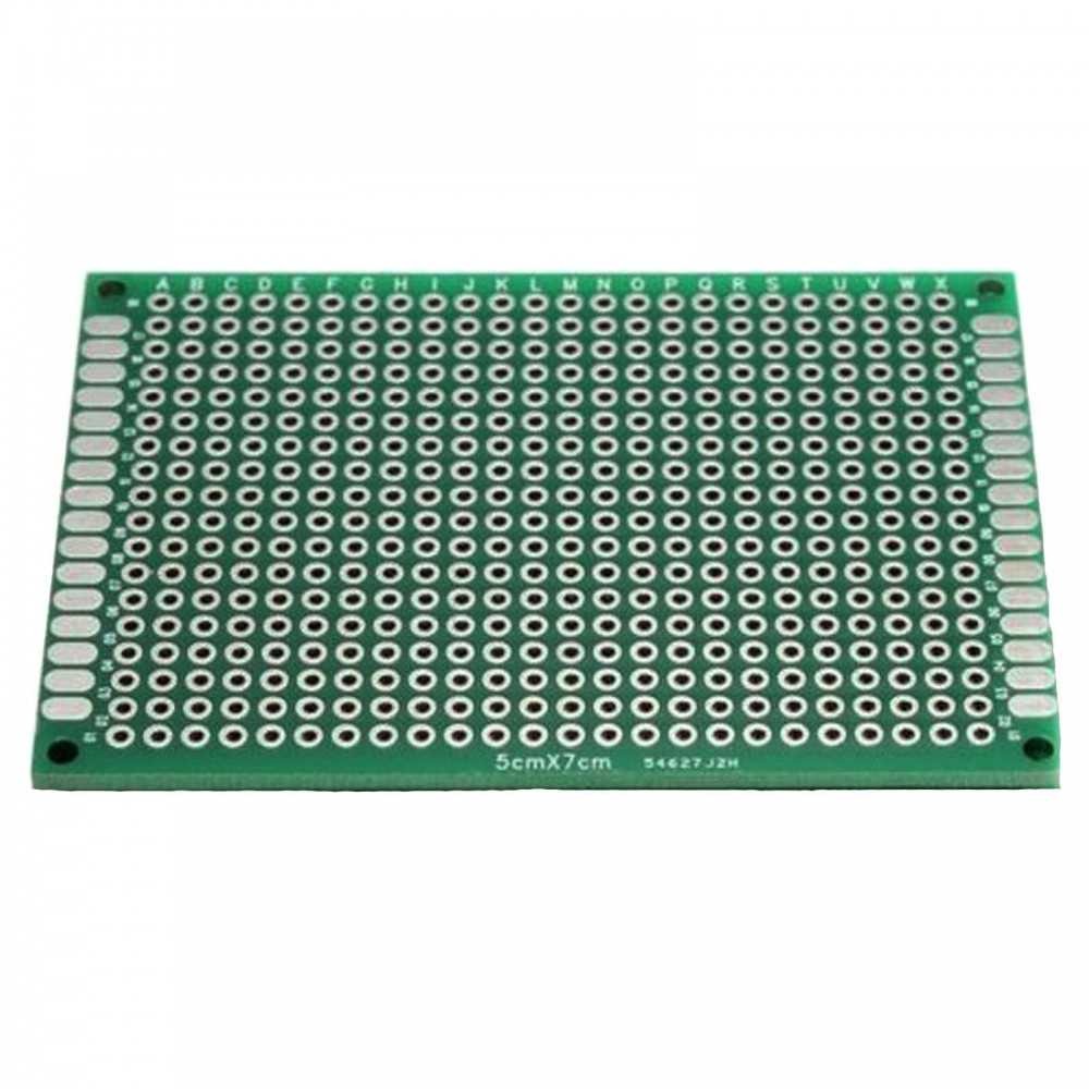 Placa Fenólica Perforada 5x7 Cm Con Recubrimiento Verde De Cobre Y Baquelita