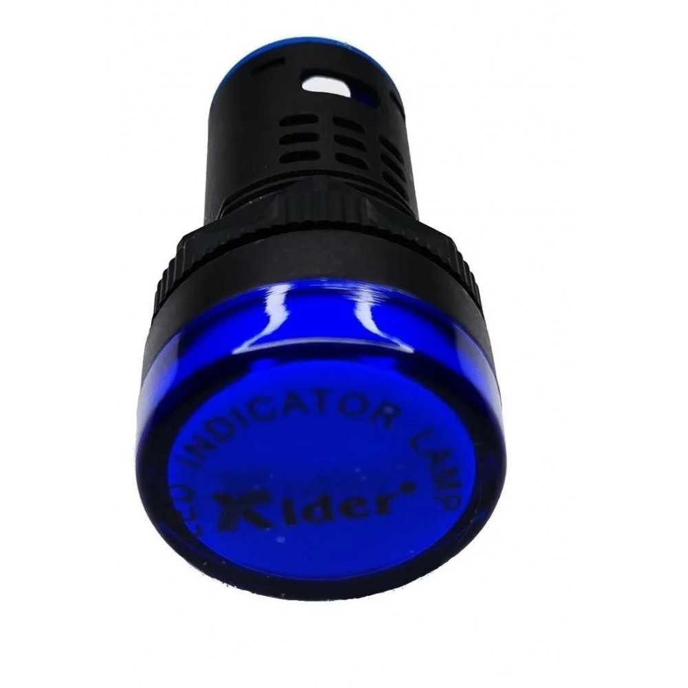 Lampara Indicadora Luz Piloto 12V DC/AC AZUL Empotrable 22mm