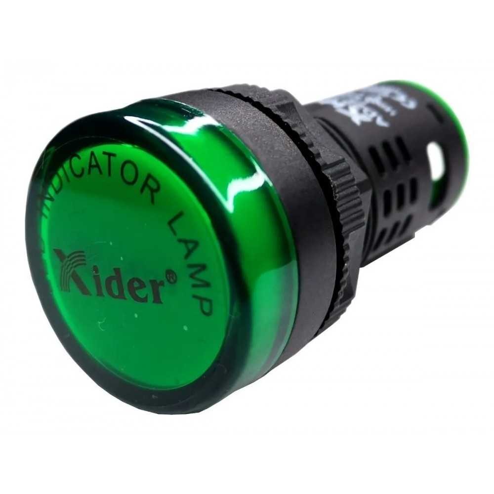 Lampara Indicadora Luz Piloto 220V AC VERDE Empotrable 22mm