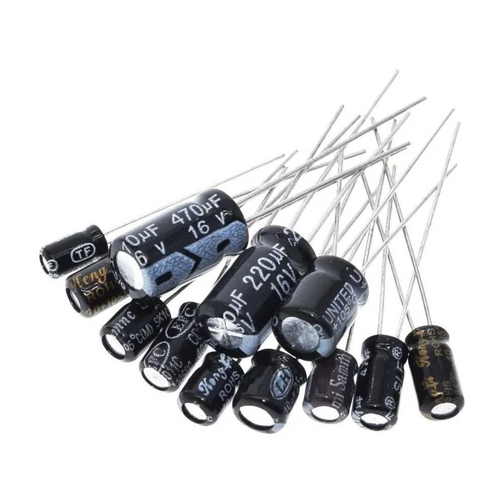 120x Capacitores Electrolíticos 12 Valores 1uF - 470uF