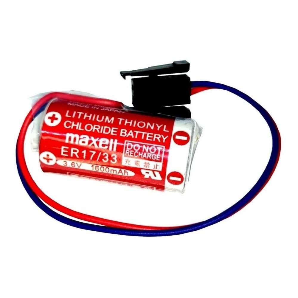 Pila Batería Maxell Mod: Er17/33 3.6V 1600mAh 1/2AA Conector Negro Lithium Thionyl Para PLC