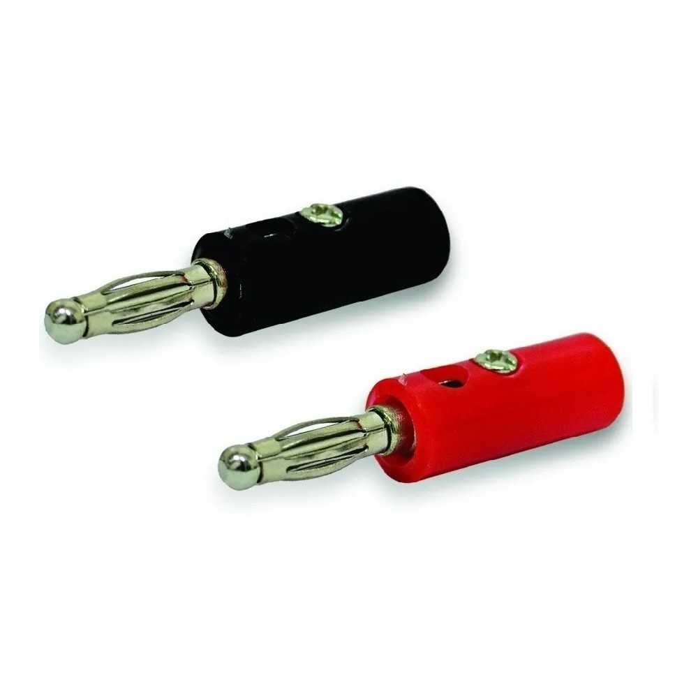 Par De Conectores Plug Tipo Banana Rojo Y Negro