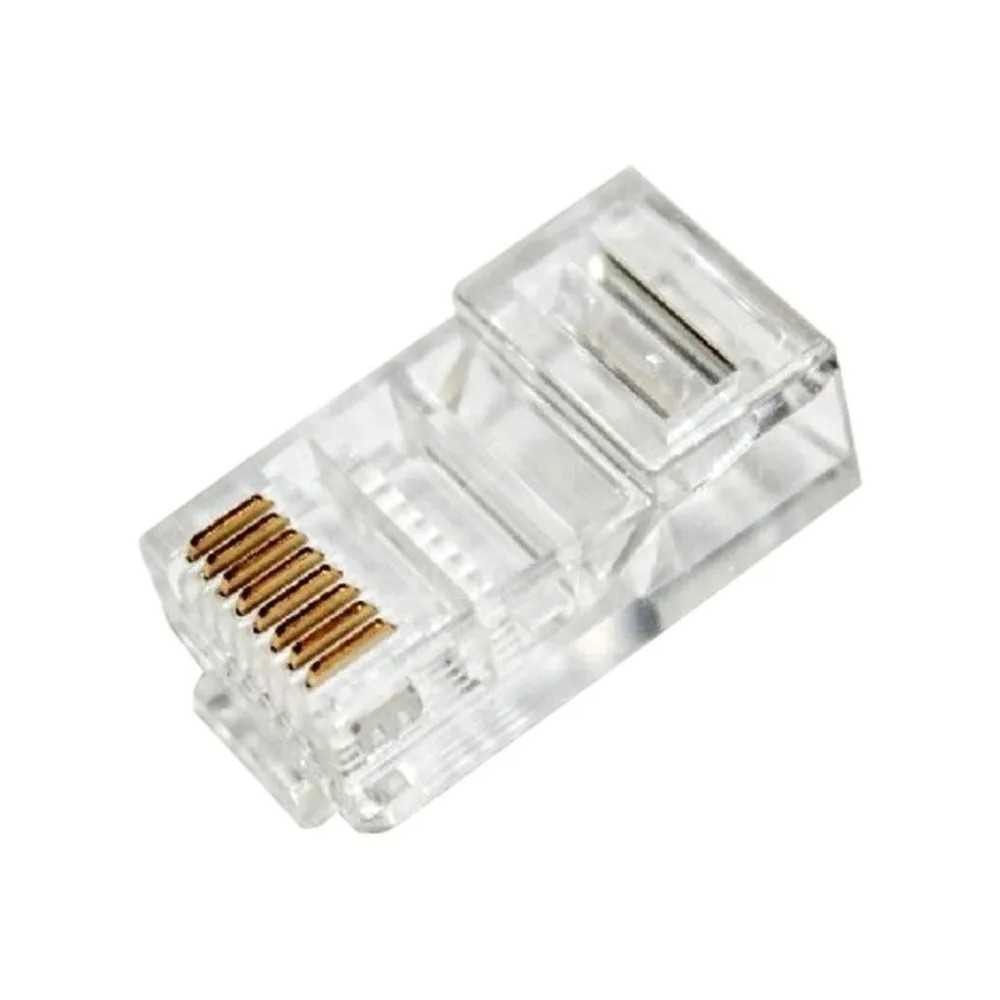 Conector Plug Modular 8 Contactos RJ45 Cable Red UTP Cat 5e Para Crimpar Cable