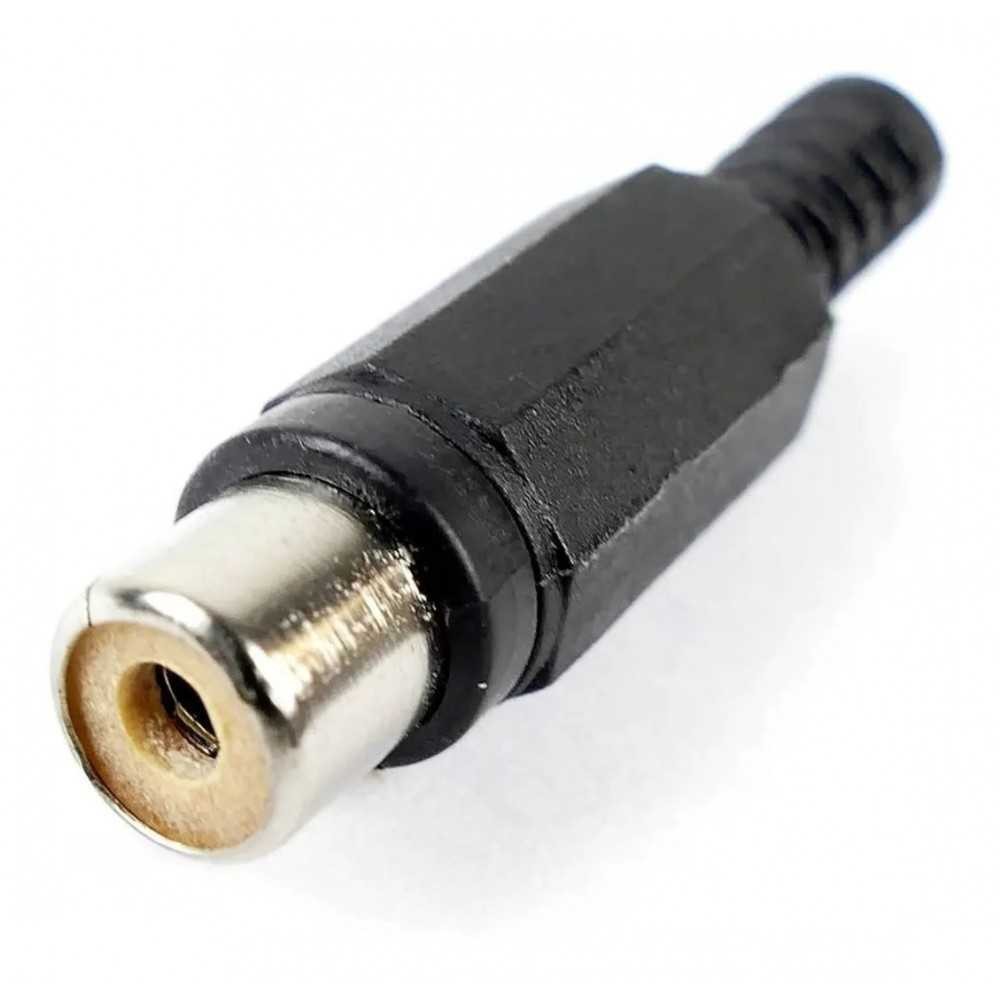 Jack Conector RCA Negro De Plástico Con Resorte Para Extensión