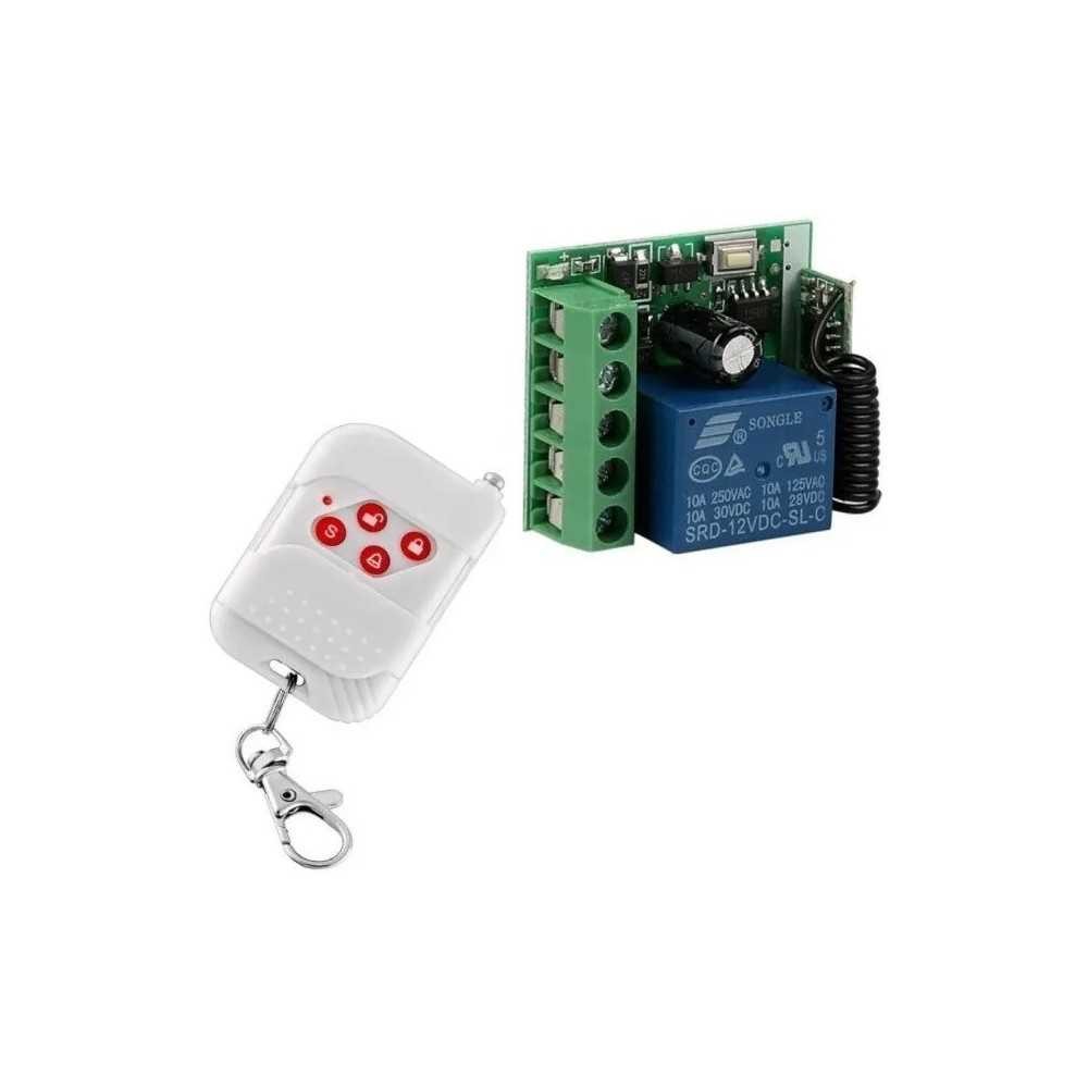 Módulo Relevador Inalámbrico Rf 433 MHz 1Canal Control Blanco 4 Botones
