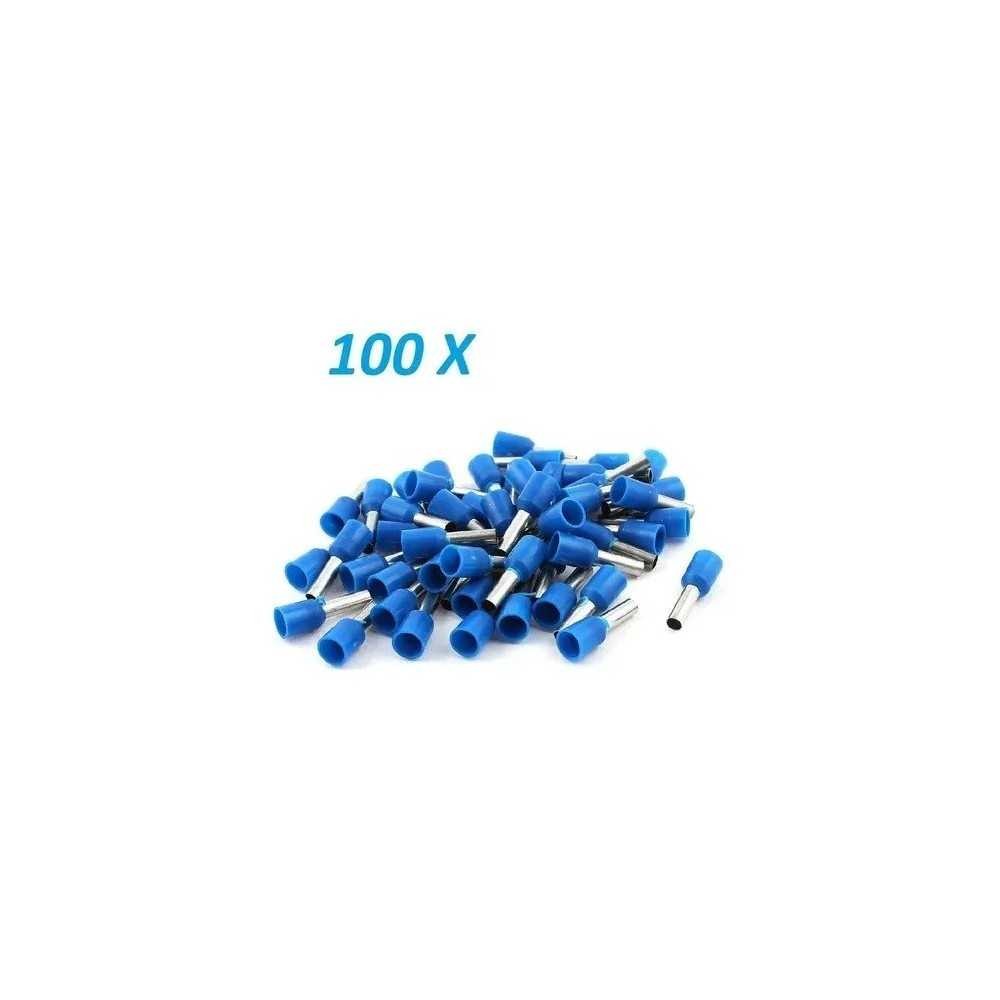 100x Terminales Ferrules Cal 10 AWG Cilíndricas Eléctricas Aisladas Cable E6010 AZUL