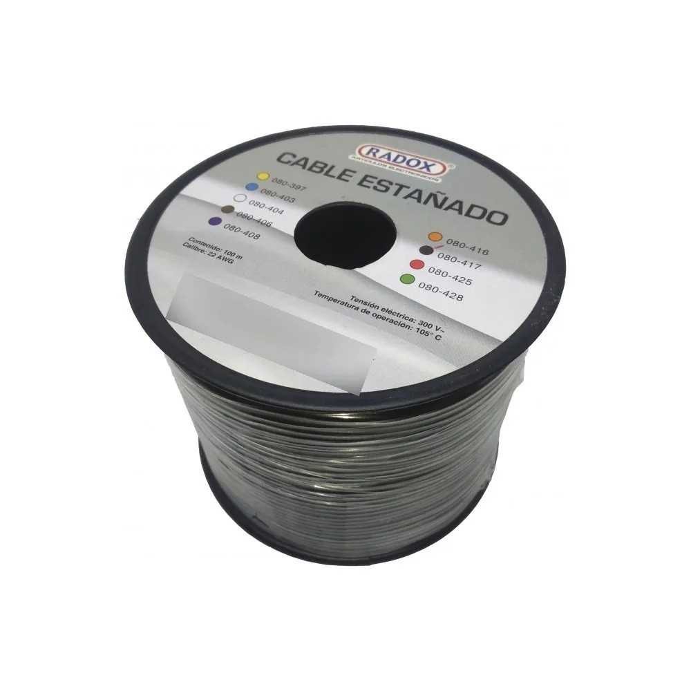 Rollo Cable Radox Mod: 080-417 Estañado Calibre 22 Negro 100MTS