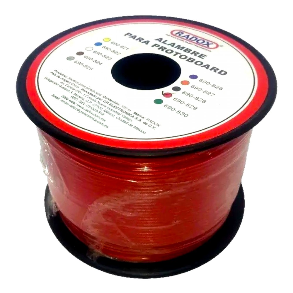 Rollo de Alambre Radox Mod: 690-829 para Protoboard Rojo 100 m.