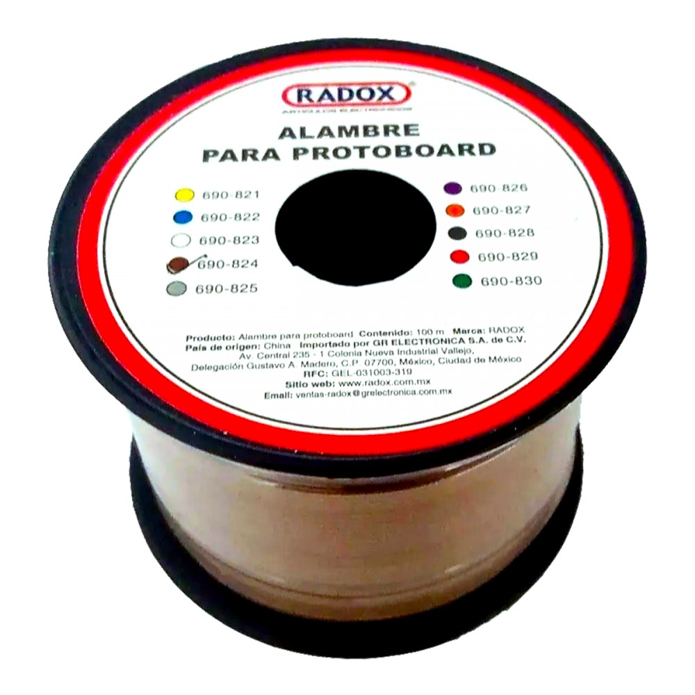 Rollo de Alambre Radox Mod: 690-824 para Protoboard Cafe 100 m.