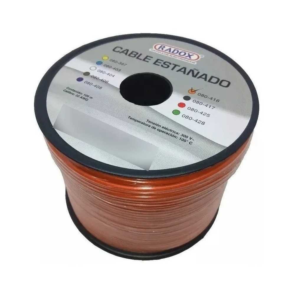 Rollo Cable Radox Mod: 080-416 Estañado Calibre 22 Naranja 100MTS