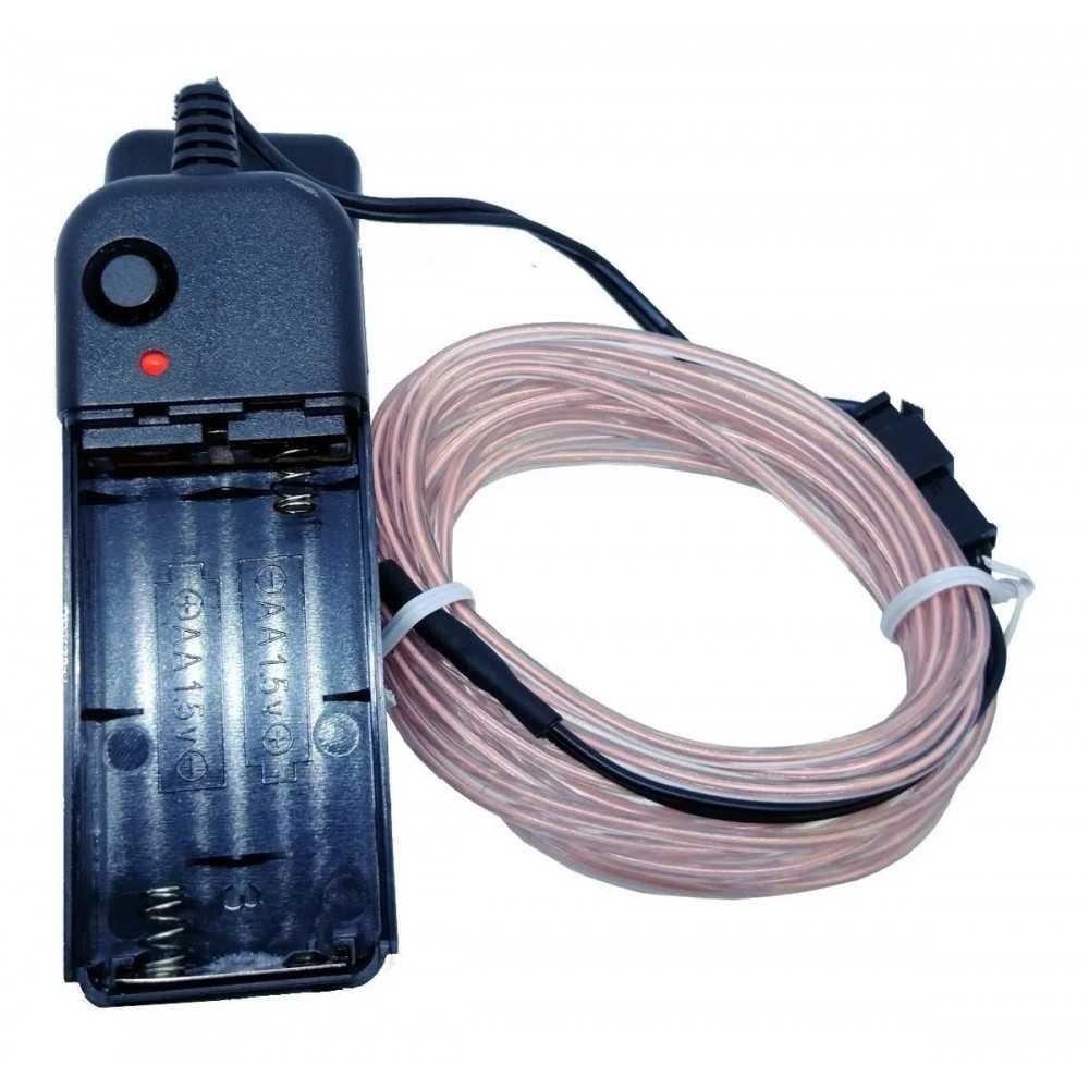 Cable Tira Hilo 3m Luminoso Luz Neon Azul Hielo Con Portapila DJ Tron LED