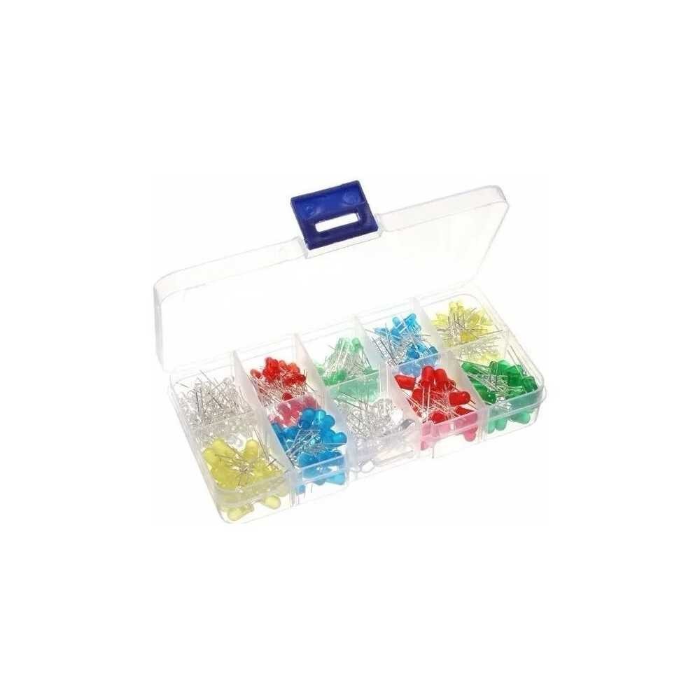 Kit LED 5mm 3mm 300 Unidades 5 Colores Diferentes Con Caja Organizadora